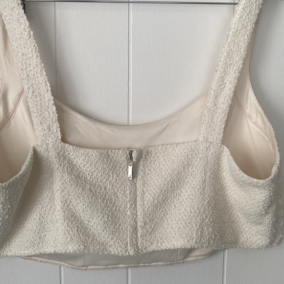 H&M White Textured-weave Corset Top XL - Picture 4 of 5
